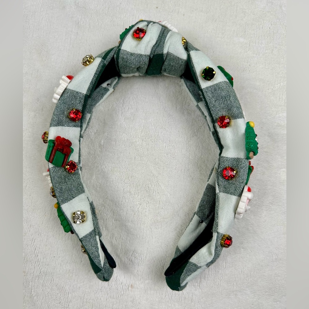 Christmas Headband Women Rhinestone Winter Party Santa Plaid New